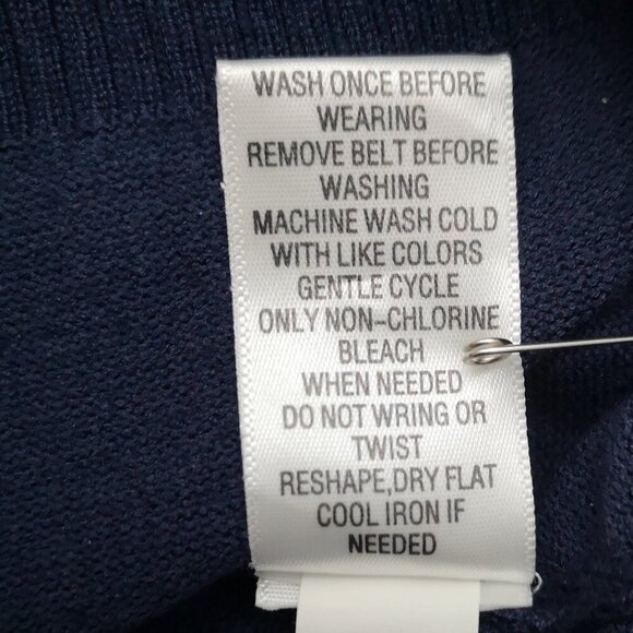 NWT Apt. 9 Ladies Size 1X Navy w/ Teal Front Layered Insert Belted Cardigan - Picture 8 of 11